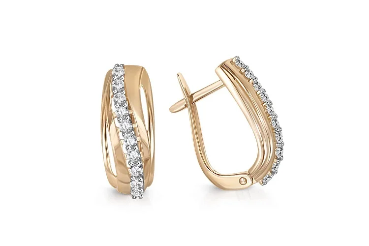 Серьги из жёлтого золота с 20 фианитами