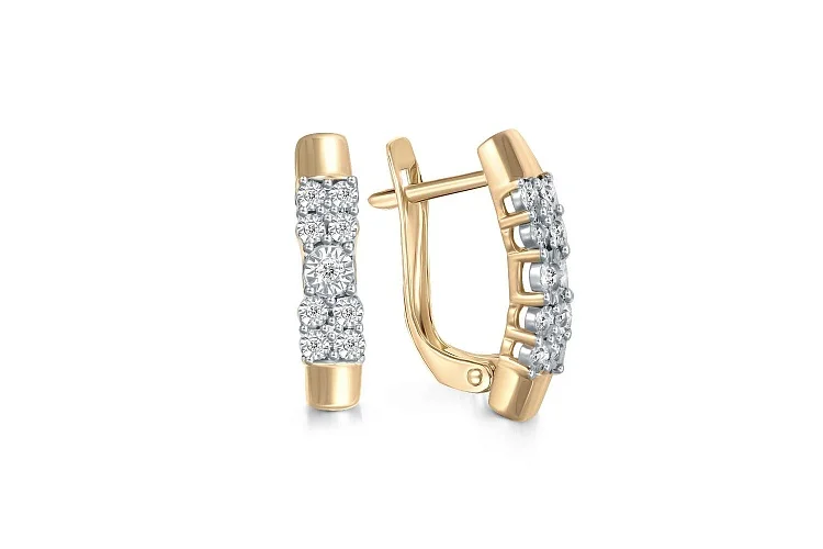 Серьги из жёлтого золота с 18 бриллиантами