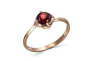 Кольцо из красного золота с гранатом
