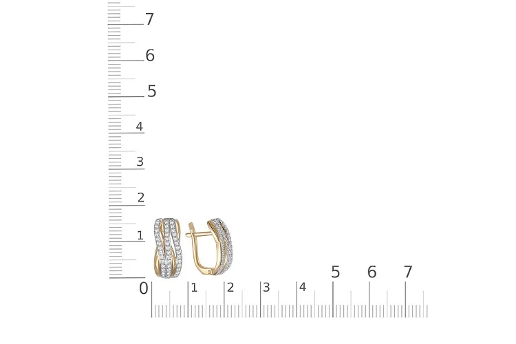 Серьги из жёлтого золота с 84 фианитами