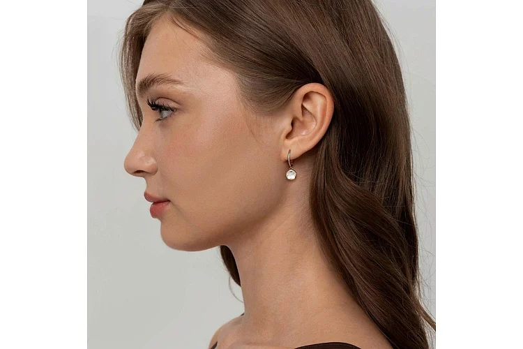 Серьги Клевер из красного золота с перламутром