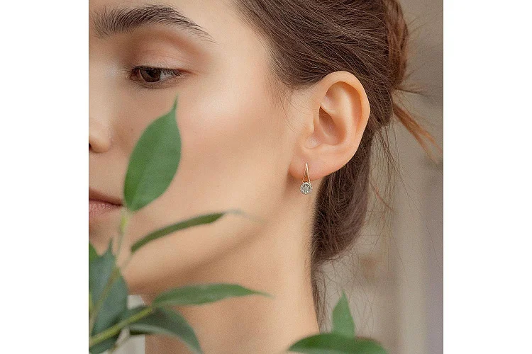 Серьги Цветы из красного золота с 26 бриллиантами