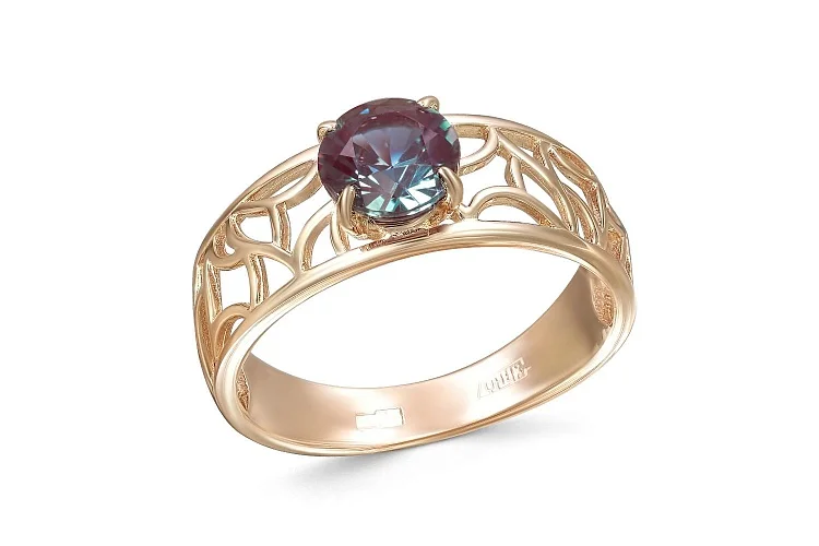 Кольцо из красного золота с александритом