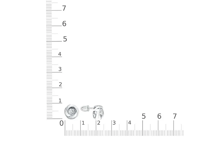 Серьги-пусеты из белого золота с 2 бриллиантами