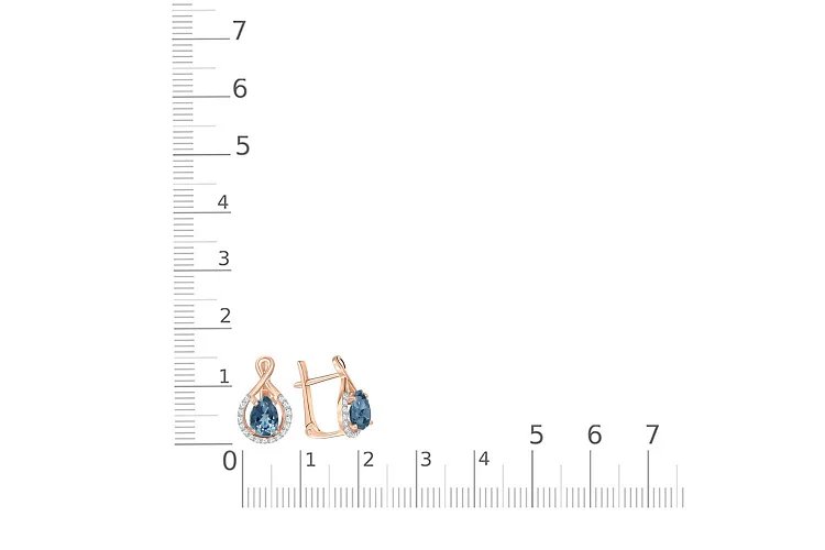 Серьги из красного золота с 2 топазами лондон и 34 фианитами
