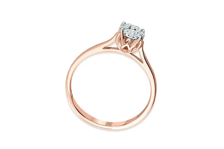 Кольцо Малинка из красного золота с 9 бриллиантами