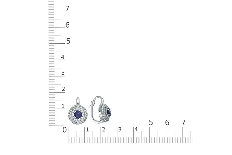 Серьги из белого золота с 2 корундами и 112 бриллиантами