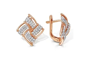 Серьги из красного золота с 80 фианитами