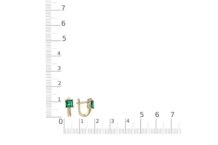 Серьги из жёлтого золота с 2 изумрудами и 2 бриллиантами