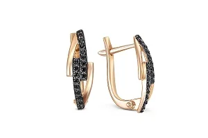 Серьги из красного золота с 32 фианитами
