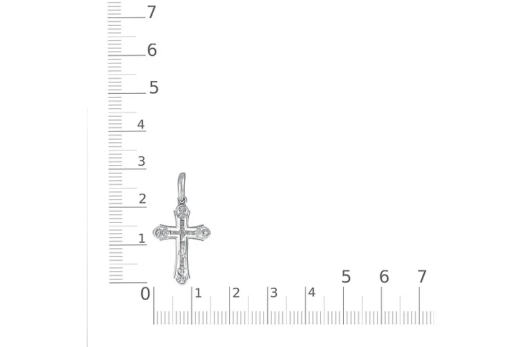 Крест из белого золота с 4 фианитами