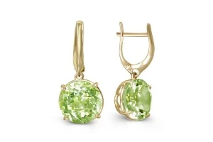 Серьги из жёлтого золота с 2 ситаллами