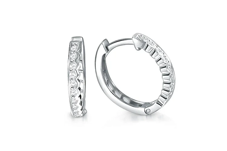 Серьги Дорожки из белого золота с 20 фианитами