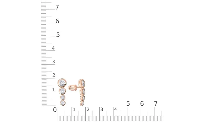 Серьги-пусеты Дорожки из красного золота с 8 муассанитами