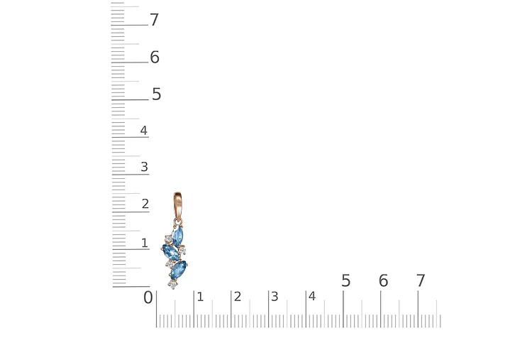 Подвеска из красного золота с 3 топазами swiss и 4 фианитами