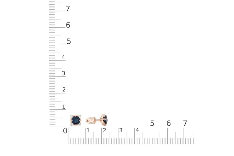 Серьги-пусеты из красного золота с 2 сапфирами и 8 бриллиантами