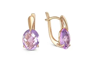 Серьги из красного золота с 2 аметистами