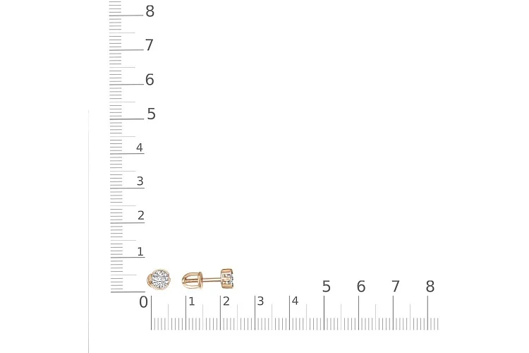 Серьги-пусеты из красного золота с 2 бриллиантами