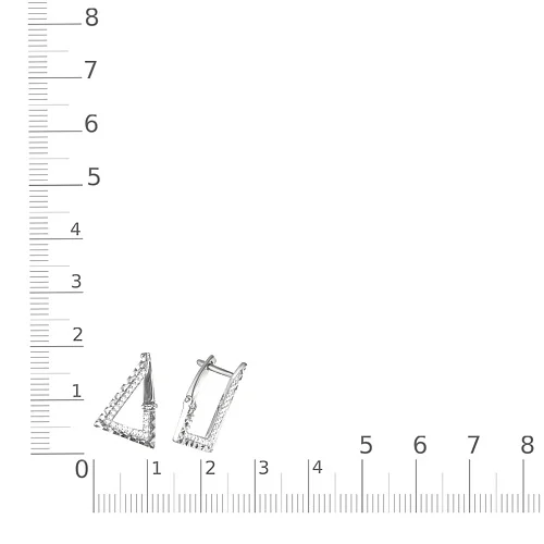 Серьги Треугольники из белого золота с 44 фианитами