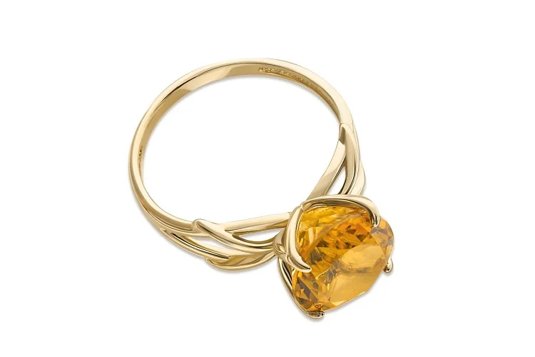 Кольцо из жёлтого золота с цитрином