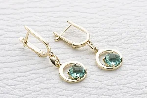 Серьги из жёлтого золота с 2 кварцами