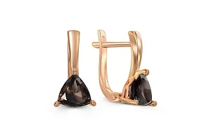 Серьги из красного золота с 2 раухтопазами