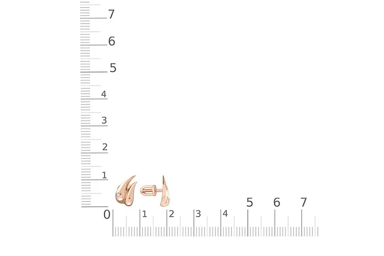 Серьги-пусеты из красного золота с 2 бриллиантами