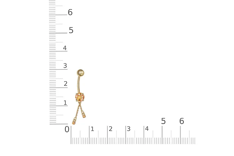 Пирсинг из жёлтого золота с 3 цитринами