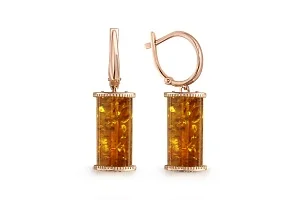 Серьги из красного золота с янтарём