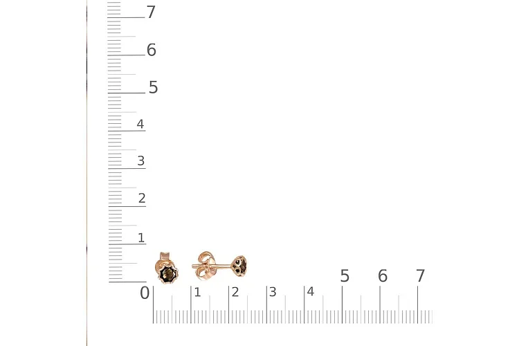 Серьги-пусеты из красного золота с 2 раухтопазами