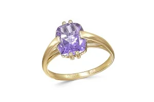 Кольцо из жёлтого золота с аметистом