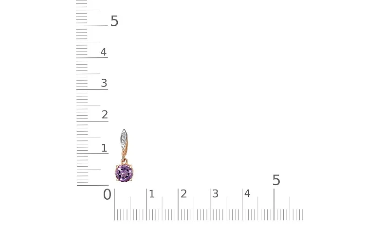 Подвеска из красного золота с аметистом и 3 фианитами