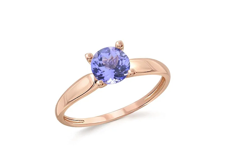 Кольцо из красного золота с танзанитом