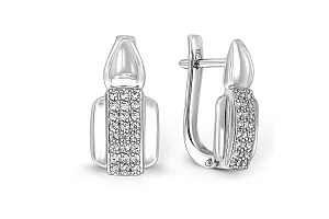 Серьги из белого золота с 48 фианитами