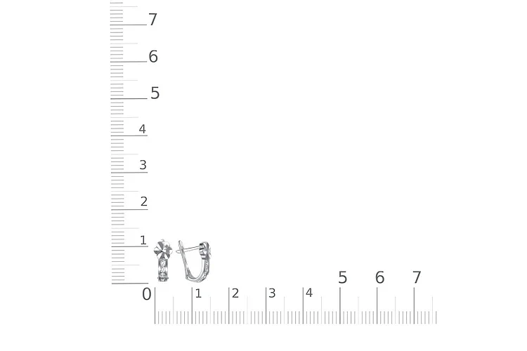 Серьги детские Цветы из белого золота с 8 фианитами