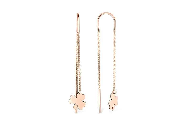 Серьги-продёвки Клевер из красного золота без вставок