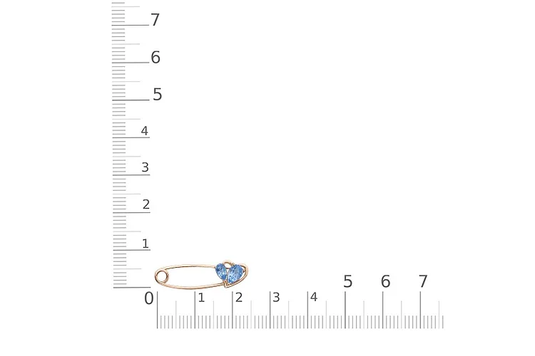 Булавка Сердце из красного золота с 2 топазами swiss