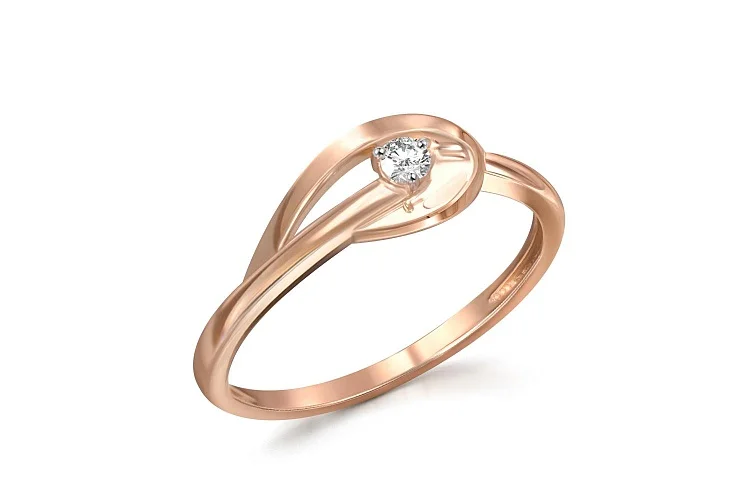 Кольцо из красного золота с фианитом