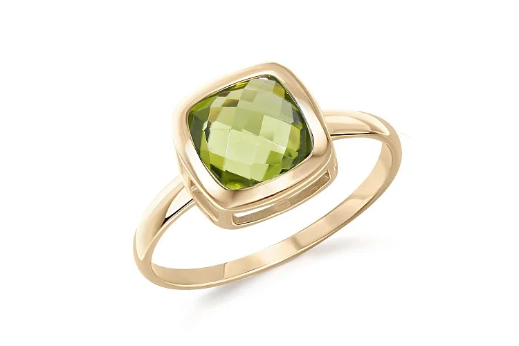 Кольцо из жёлтого золота с хризолитом