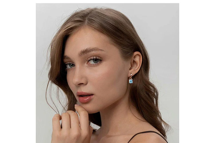 Подвеска серёг-трансформеров из красного золота с топазом swiss