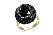 Кольцо из жёлтого золота с агатом и 184 фианитами