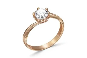 Кольцо из красного золота с кристаллом swarovski