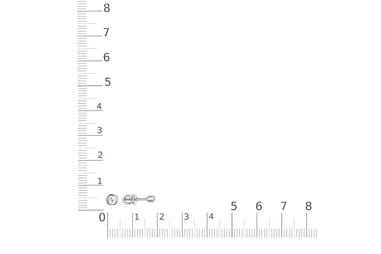 Серьги-пусеты из белого золота с 2 фианитами