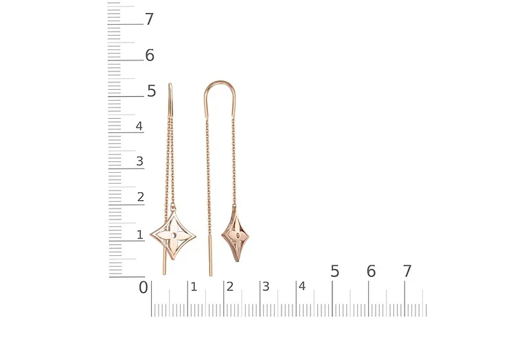 Серьги-продёвки Цветы из красного золота без вставок