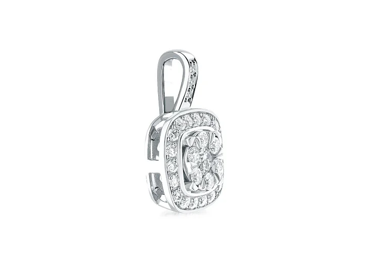 Подвеска Малинка из белого золота с 28 муассанитами