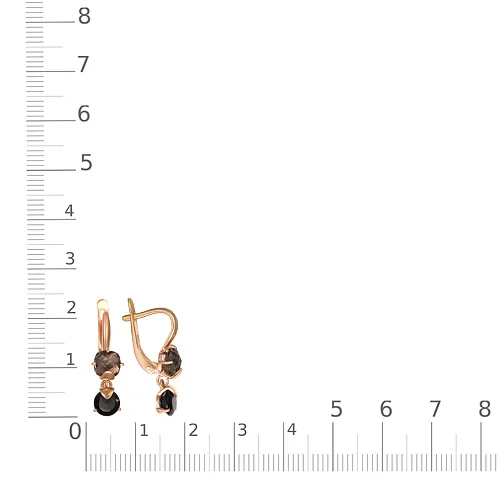 Серьги из красного золота с 4 раухтопазами