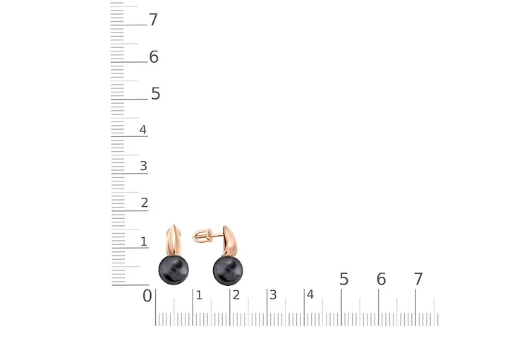 Серьги-пусеты из красного золота с 2 жемчужинами