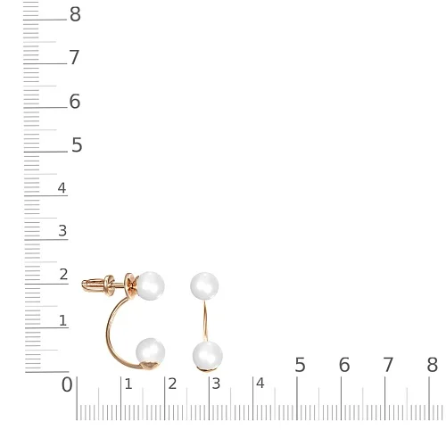 Серьги-пусеты из красного золота с 4 жемчужинами