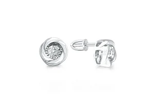 Серьги-пусеты из белого золота с 2 бриллиантами