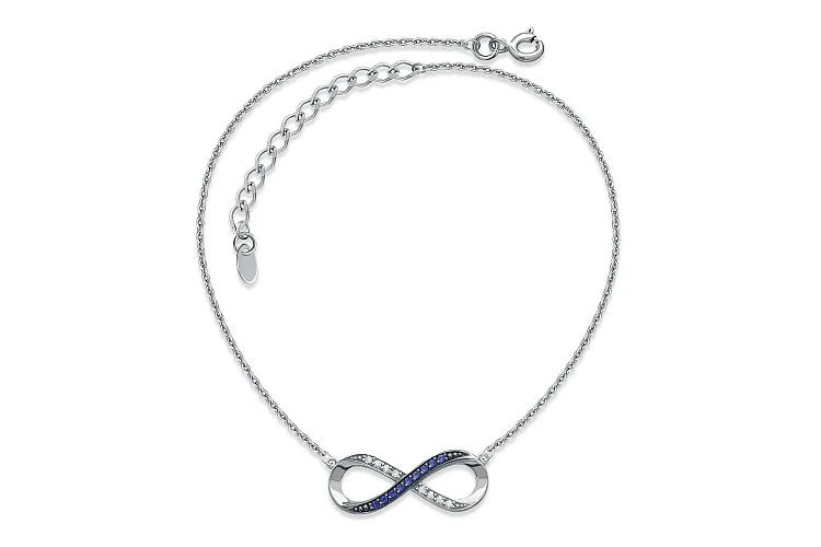 Колье Бесконечность из белого золота с 9 корундами и 8 фианитами